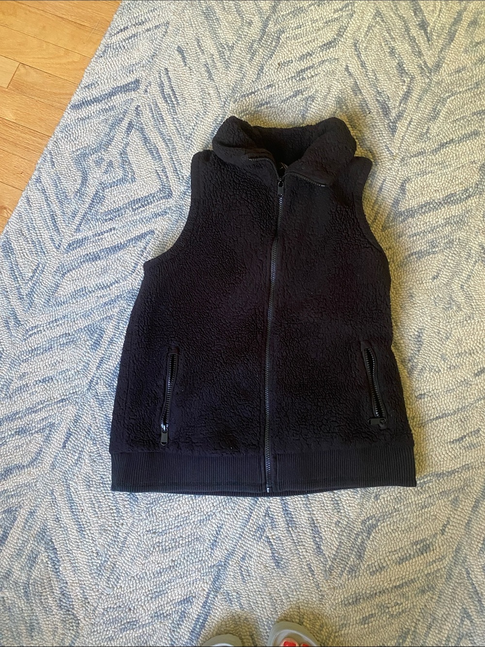 Athleta Black Sherpa Zip-Up Vest